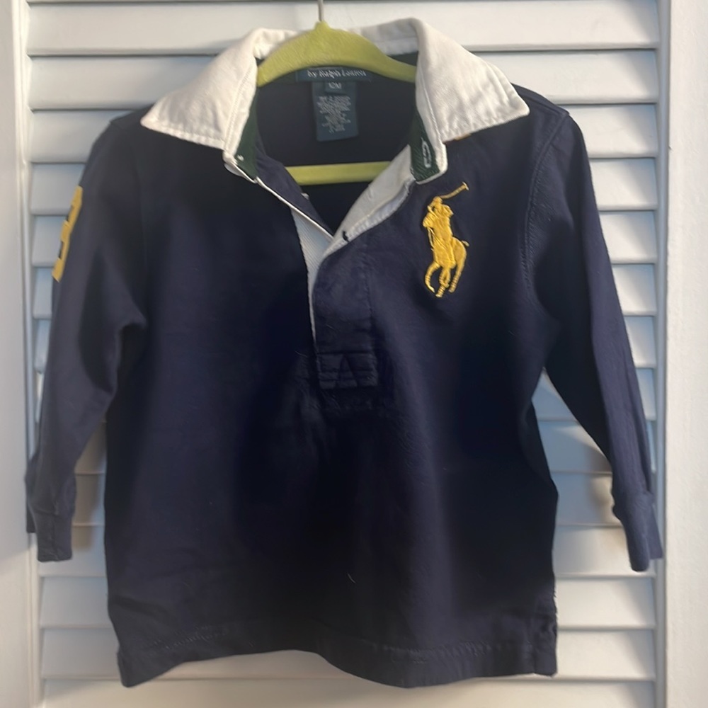 Polo Ralph Lauren Long Sleeve #3 Polo, Size 12M, Excellent Used Condition